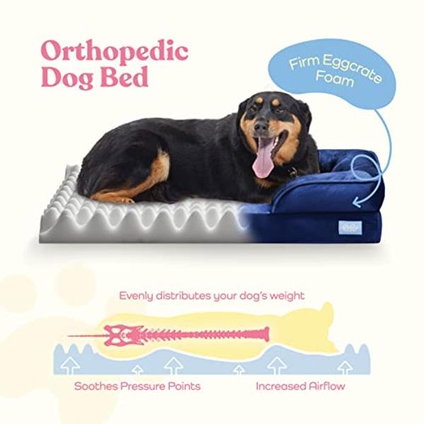 Camas ortopédicas Bedsure para perros grandes: lavables e impermeables, sofá grande y cómodo con funda extraíble y lavable, espuma de soporte y base antideslizante, color marrón os