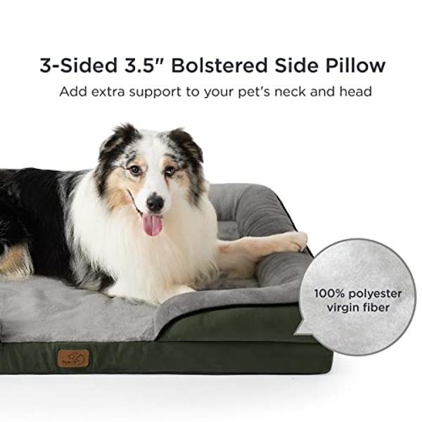 Camas ortopédicas Bedsure para perros grandes: lavables e impermeables, sofá grande y cómodo con funda extraíble y lavable, espuma de soporte y base antideslizante, color verde osc