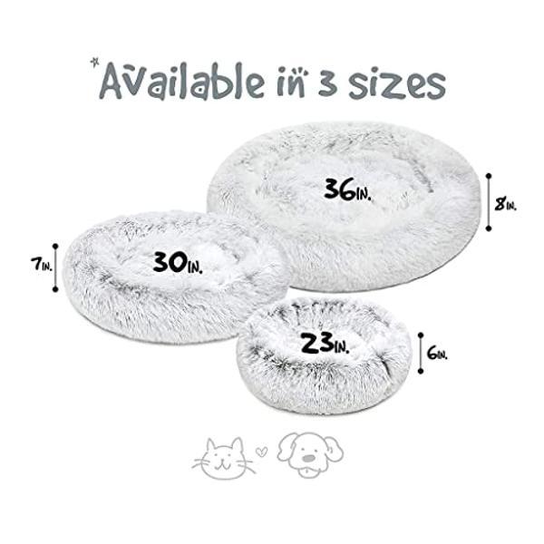 Cama para perros Friends Forever Donut de piel sintética, suave y relajante, para perros pequeños. Suave y afelpado, antiansiedad. Lavable a máquina, con base antideslizante, 58 x 