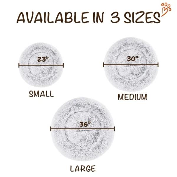 Cama para perros Friends Forever Donut de piel sintética, suave y relajante, para perros pequeños. Suave y afelpado, antiansiedad. Lavable a máquina, con base antideslizante, 58 x 