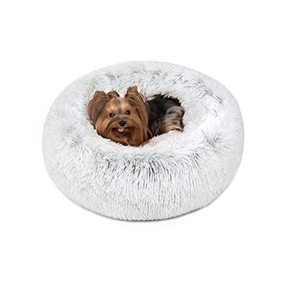 Cama para perros Friends Forever Donut de piel sintética, suave y relajante, para perros pequeños. Suave y afelpado, antiansiedad. Lavable a máquina, con base antideslizante, 58 x 