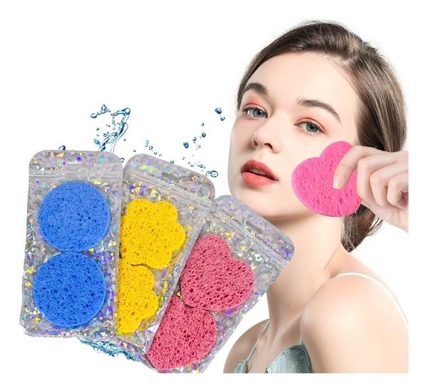 Esponja Exfoliante De Celulosa Natural Limpieza Facial 24 Pz