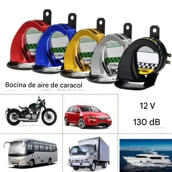Bocina Universal moto azul claxon caracol 12V CC 130dB sirena fuerte 510Hz coche camión altavoces