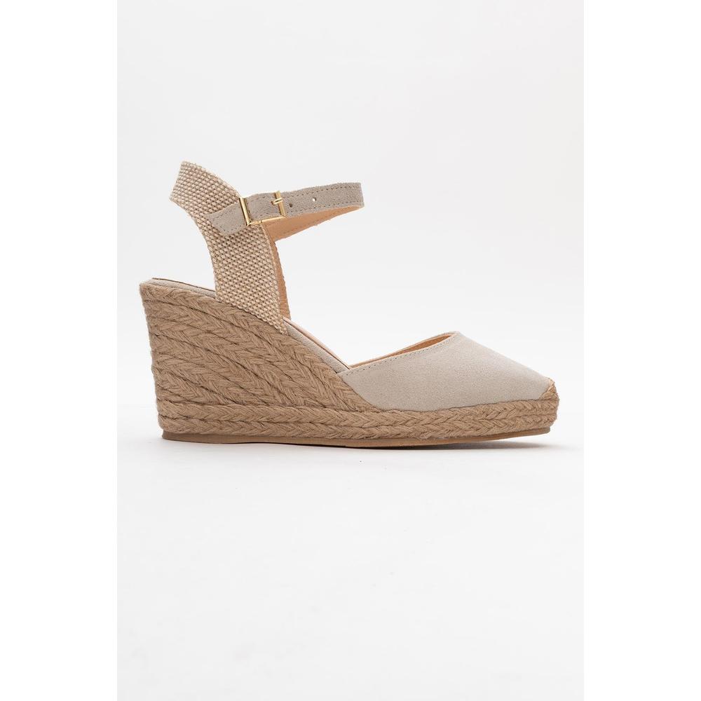 Sinta - Alpargatas de plataforma de piel ante beige