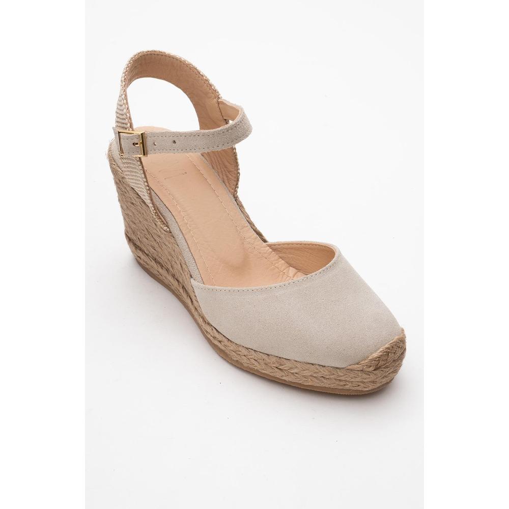 Sinta - Alpargatas de plataforma de piel ante beige