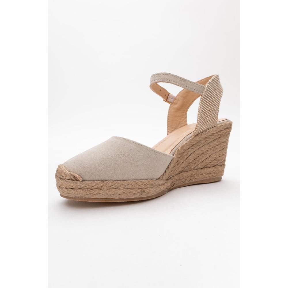 Sinta - Alpargatas de plataforma de piel ante beige