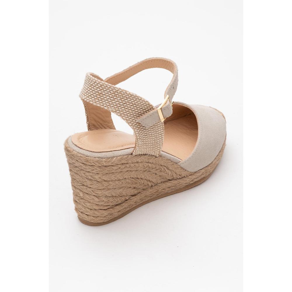 Sinta - Alpargatas de plataforma de piel ante beige