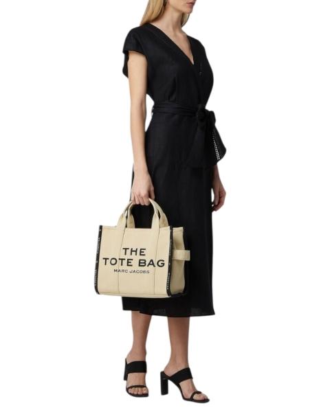 Bolsa Marc Jacobs The Tote Bag Jacquard Beige Mediana