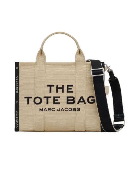 Bolsa Marc Jacobs The Tote Bag Jacquard Beige Mediana