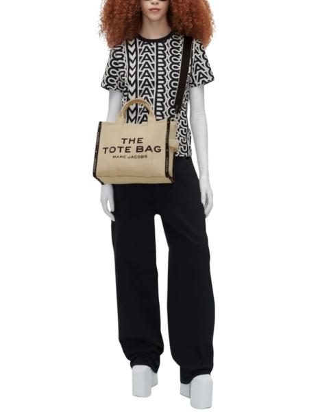 Bolsa Marc Jacobs The Tote Bag Jacquard Beige Mediana