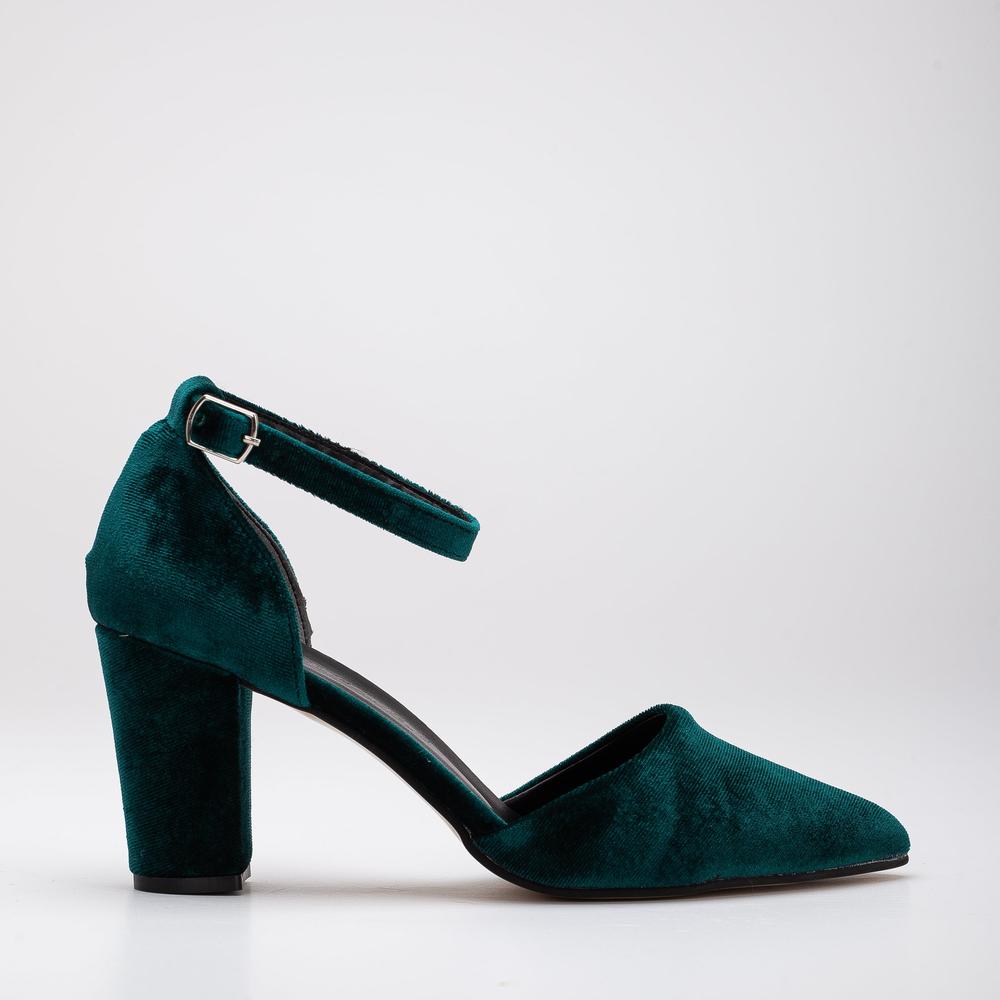 Gisele - Tacones de terciopelo verde esmeralda