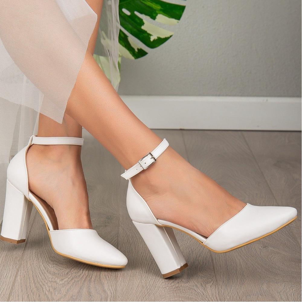 Denise - Tacones de novia blancos con perlas