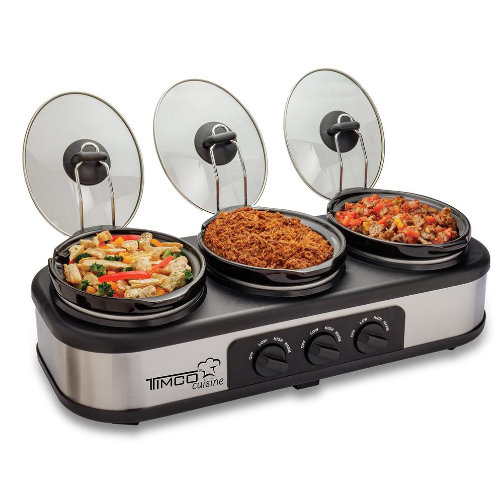 BUFETERA TIMCO 3 INSERTOS DE CERAMICA Y TAPAS DE VIDRIO