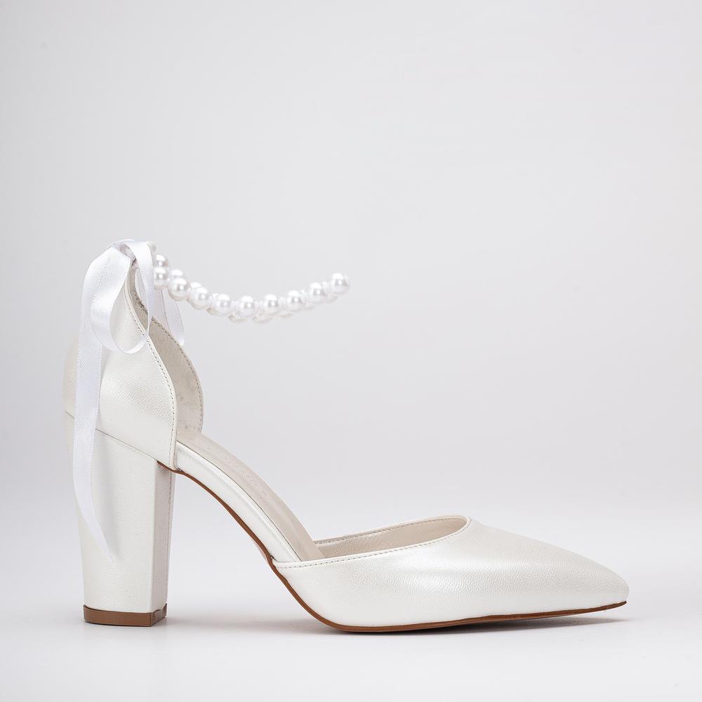 Agnes - Tacones de novia color marfil y perla