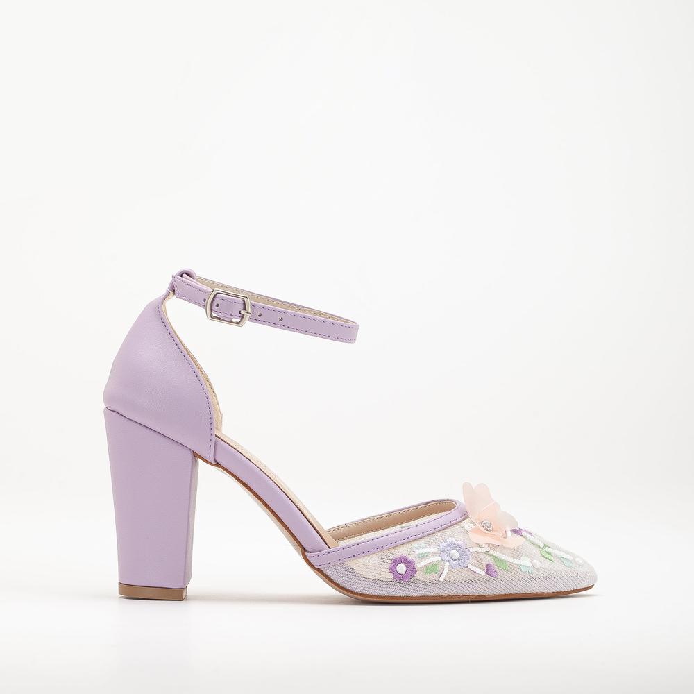 Ivy - Zapatos de boda con encaje floral 3D color lavanda