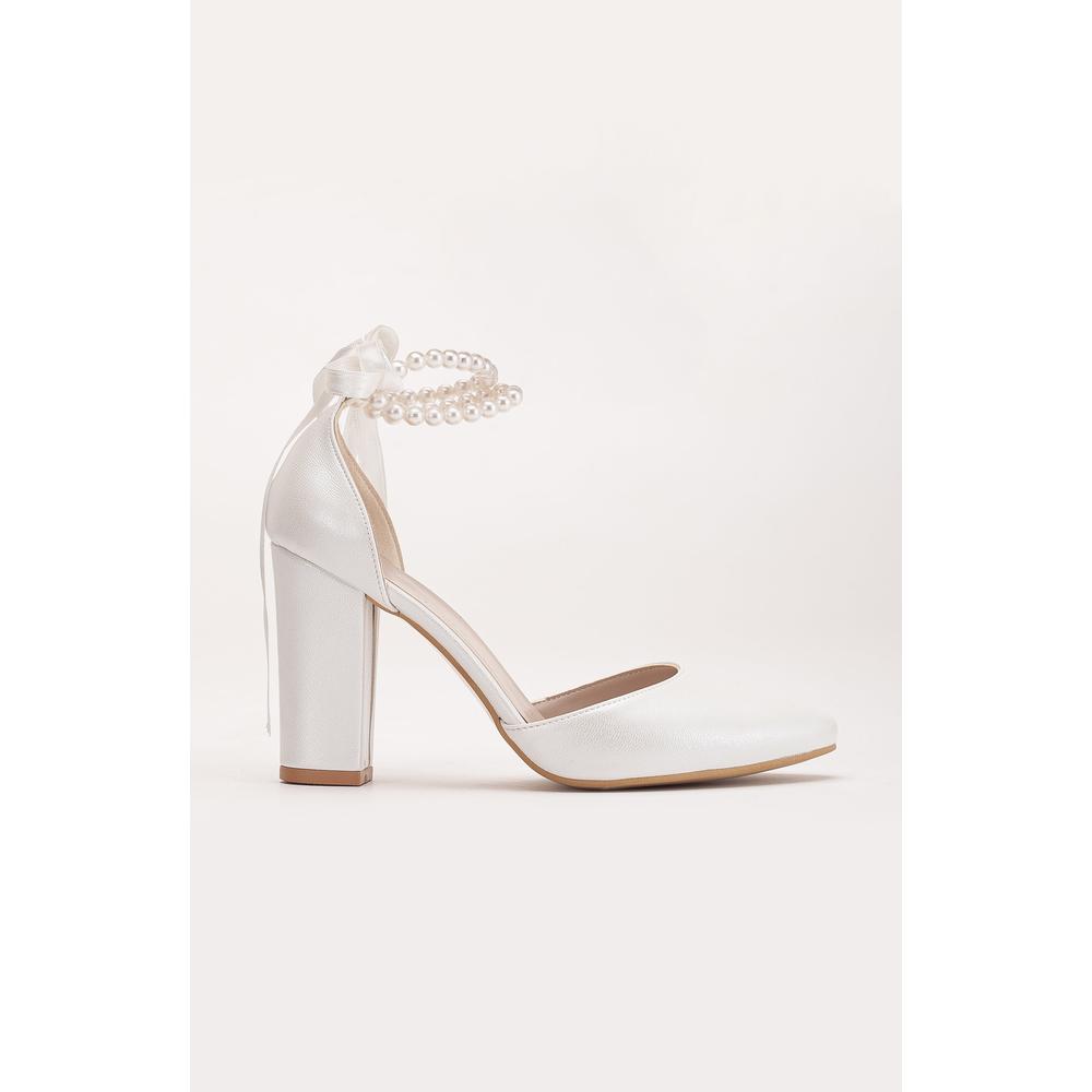 Denise - Tacones de novia marfil con perlas