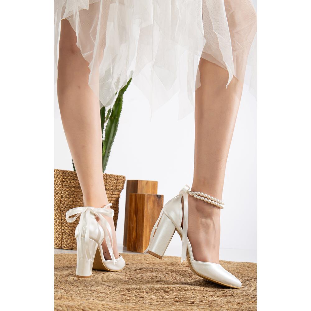 Denise - Tacones de novia marfil con perlas