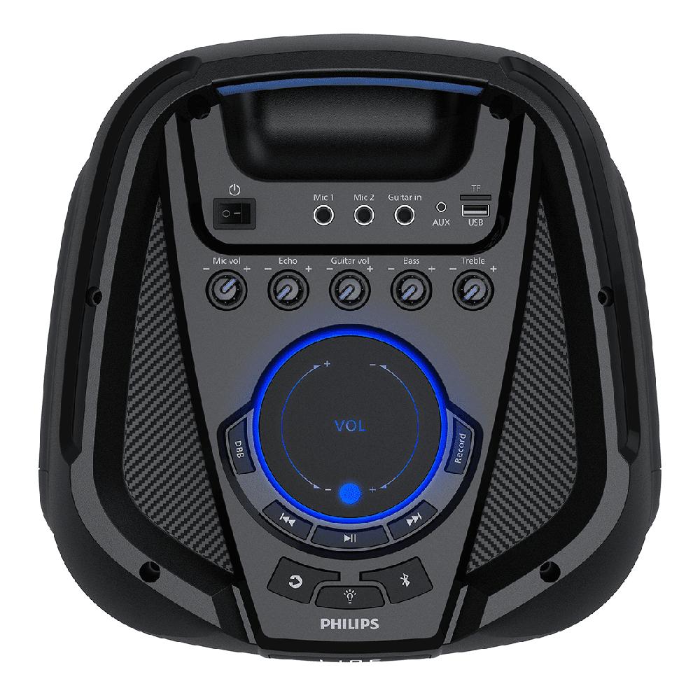 Bocina Philips Party Speaker Bluetooth con efectos de luz para fiesta y entradas de micrófono