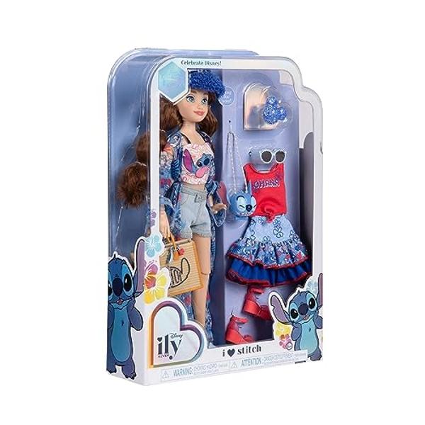 Muñecas Disney ily 4EVER Disney 100 - Stitch de 11.5 "de alto con 13 puntos de articulación, dos conjuntos completos para combinar y un anillo brillante de Mickey para ti..