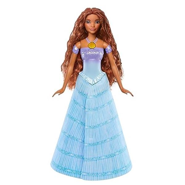 Juguetes de princesas Disney de Mattel, muñeca de moda Ariel transformable de La Sirenita, cambia de humana a sirena, inspirada en la película.
