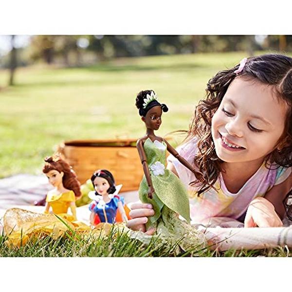 Muñeca clásica oficial de Disney Princess (Tiana de La princesa y el sapo), 11 pulgadas, incluye cepillo con detalles moldeados, juguete articulado con atuendo clásico - Juguetes d.