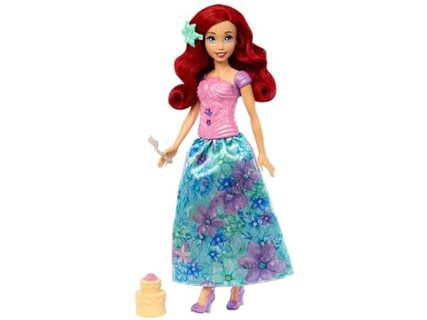 Muñeca de moda Mattel Disney Princess Ariel, gira y revela con 11 sorpresas que incluyen 5 accesorios, 5 pegatinas y una escena de juego, inspirada en la película.
