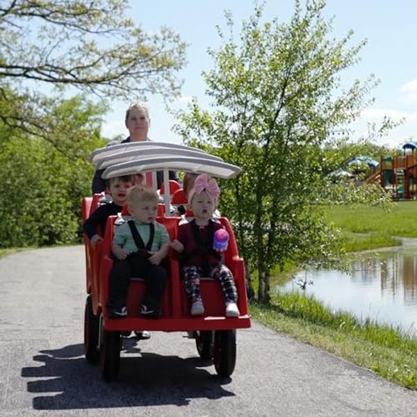 Cochecito Bye Bye Buggy para 6 pasajeros de Children’s Factory, robusto y apto para guarderías, con neumáticos anchos, hebillas de seguridad fáciles de abrochar, freno de estaciona.