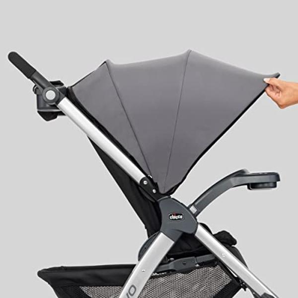 Sistema de viaje Chicco Bravo Trio 3 en 1, cochecito de plegado rápido con asiento infantil KeyFit 30 y base | Camden/Negro.