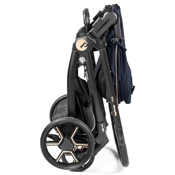 Peg Perego Ypsi – Cochecito compacto individual o doble – Compatible con todas las sillas de auto Primo Viaggio 4-35 y cunas Ypsi – Fabricado en Italia – Azul brillante (azul y cob.