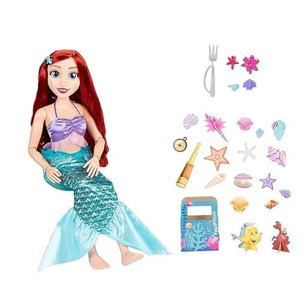 Muñeca Disney Princess Ariel Playdate de 32" de alto y articulada, muñeca de mi tamaño con traje de sirena, viene con Dinglehopper para peinar su largo cabello rojo y horquillas de.