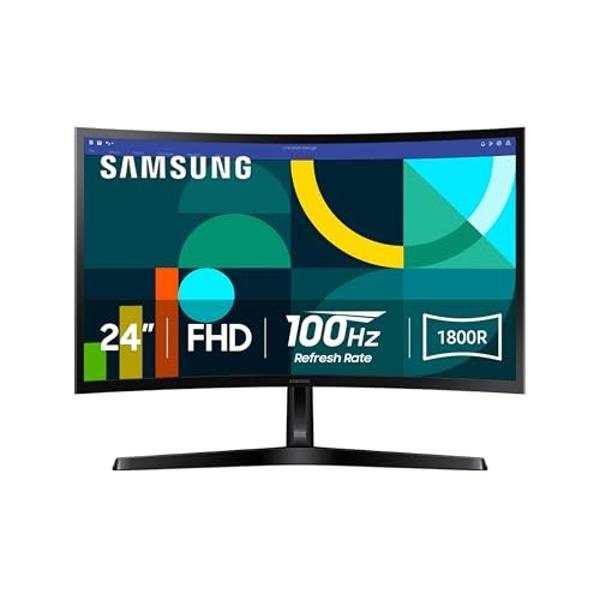Monitor curvo Samsung Essential S3 (S36GD) de 24", FHD 1800R, 100 Hz, modo de juego, comodidad visual avanzada, puertos HDMI y D-sub, LS24D366GANXZA, 2024.