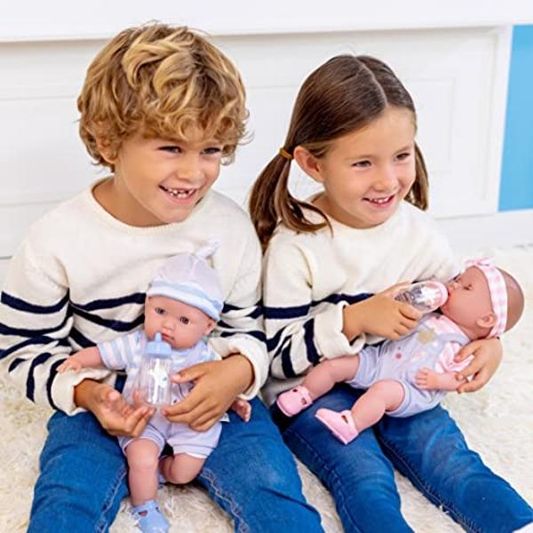 Berenguer Boutique 30050 TWINS - Muñecas bebé de cuerpo blando de 15” - Set de regalo de 12 piezas con ojos que se abren y cierran - Perfecto para niños de 2 años en adelante.