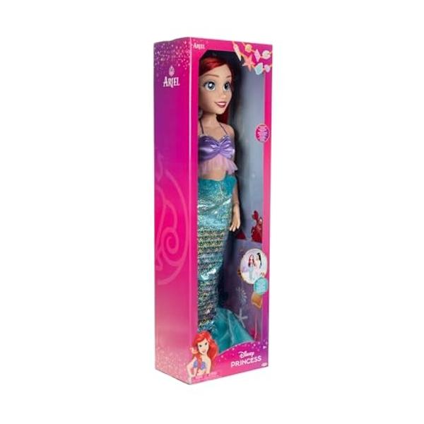 Muñeca Disney Princess Ariel Playdate de 32" de alto y articulada, muñeca de mi tamaño con traje de sirena, viene con Dinglehopper para peinar su largo cabello rojo y horquillas de.