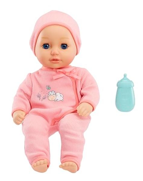 Mi primer bebé Annabell - Ojos azules: Muñeca realista de cuerpo blando para niños de 1 año en adelante, ojos que abren y cierran, muñeca con biberón.