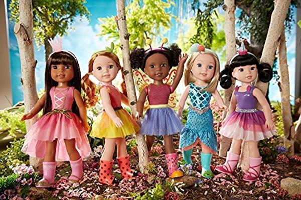 Muñeca Ashlyn WellieWishers de American Girl de 14,5 pulgadas con leotardo rosa, falda brillante, diadema y botas, para mayores de 4 años.