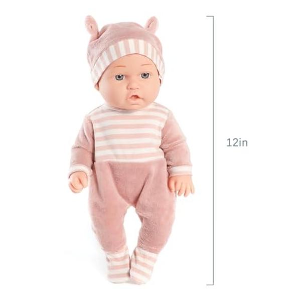 Muñeca Ashlyn WellieWishers de American Girl de 14,5 pulgadas con leotardo rosa, falda brillante, diadema y botas, para mayores de 4 años.