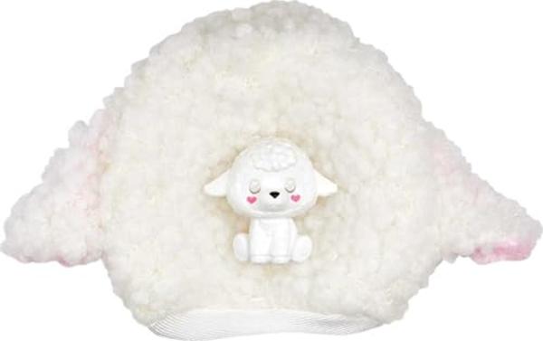 Muñeca Barbie Cutie Reveal con cabello rubio y disfraz de corderito. Incluye 10 sorpresas, accesorios y una minimascota (los estilos pueden variar)..