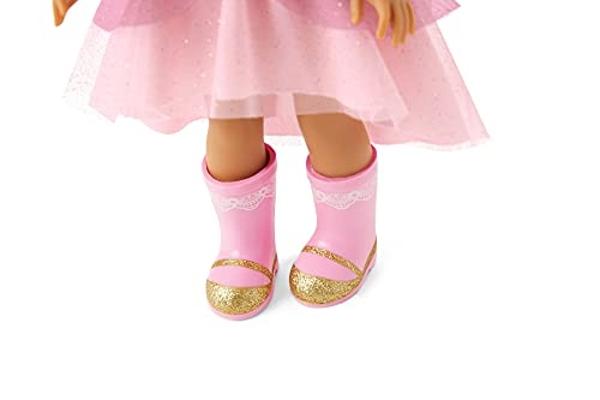Muñeca Ashlyn WellieWishers de American Girl de 14,5 pulgadas con leotardo rosa, falda brillante, diadema y botas, para mayores de 4 años.