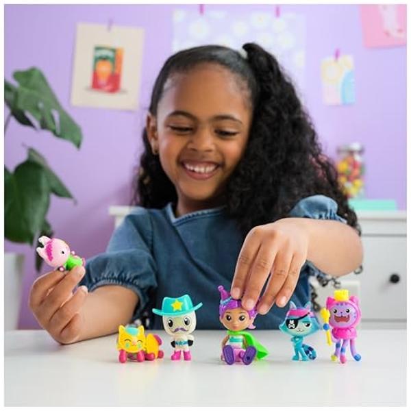 Casa de muñecas de Gabby, figuras temáticas de celebración con Gabby Girl, 5 figuras de gato, juguetes sorpresa y accesorios para casa de muñecas, juguetes para niñas y niños mayor.