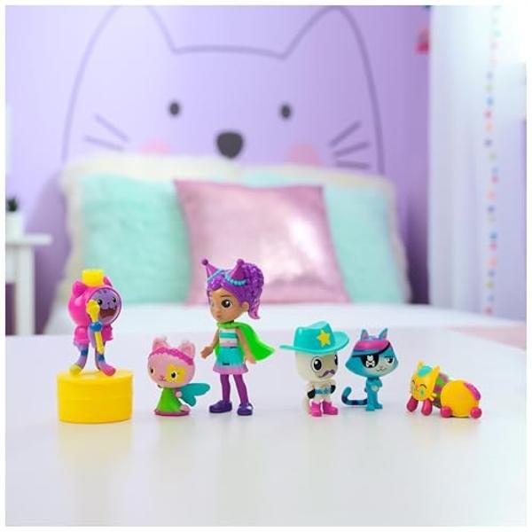 Casa de muñecas de Gabby, figuras temáticas de celebración con Gabby Girl, 5 figuras de gato, juguetes sorpresa y accesorios para casa de muñecas, juguetes para niñas y niños mayor.
