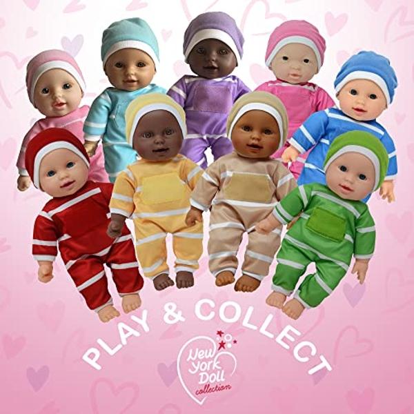 Muñeca de cuerpo blando de 28 cm de The New York Doll Collection en caja de regalo. Juguete de 28 cm para niños, niñas y bebés. Incluye chupete..