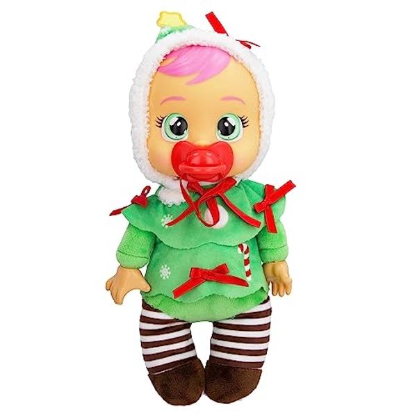 Bebés Llorones Pequeños Mimos Navideños Noelle - Muñecas de 23 cm, Lloran Lágrimas Reales, Pijama con Árbol de Navidad Rojo y Verde.