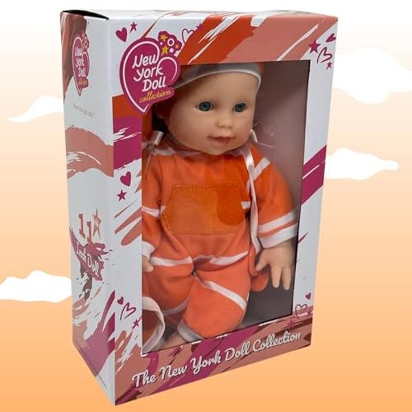 Muñeca de cuerpo blando de 28 cm de The New York Doll Collection en caja de regalo. Juguete de 28 cm para niños, niñas y bebés. Incluye chupete..