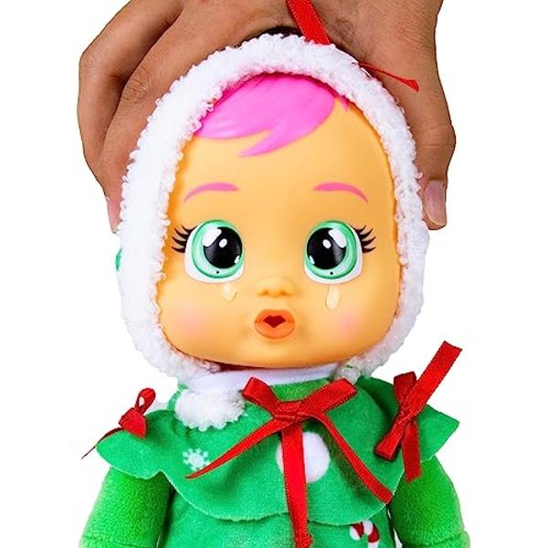 Bebés Llorones Pequeños Mimos Navideños Noelle - Muñecas de 23 cm, Lloran Lágrimas Reales, Pijama con Árbol de Navidad Rojo y Verde.
