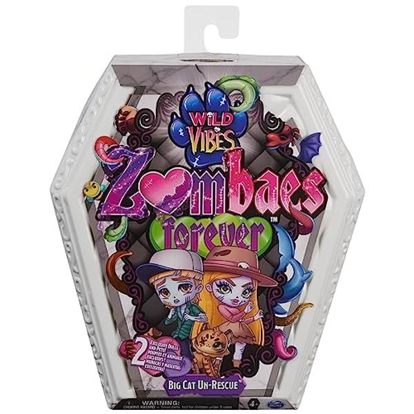 Zombaes Forever, Wild Vibes, Big Cat Un-Rescue Zombie Dolls & Accessories Deluxe Set, 2 figuras exclusivas de 8,9 cm, 2 mascotas y más, juguetes para niñas.