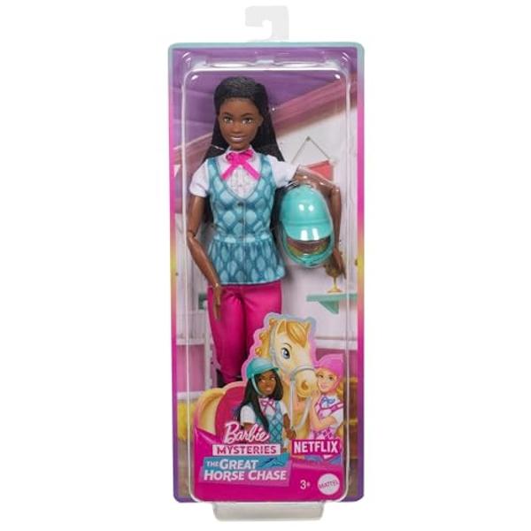 Muñeca Barbie "Brooklyn" y accesorios de Barbie Mysteries: La Gran Caza de Caballos. Incluye muñeca de moda, traje de montar extraíble y casco..