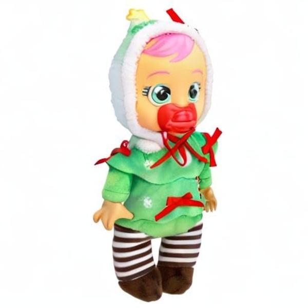Bebés Llorones Pequeños Mimos Navideños Noelle - Muñecas de 23 cm, Lloran Lágrimas Reales, Pijama con Árbol de Navidad Rojo y Verde.