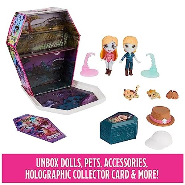 Zombaes Forever, Wild Vibes, Big Cat Un-Rescue Zombie Dolls & Accessories Deluxe Set, 2 figuras exclusivas de 8,9 cm, 2 mascotas y más, juguetes para niñas.