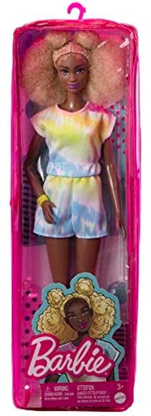 Muñeca Barbie Fashionistas, alta, rubia, con peinado afro y moños