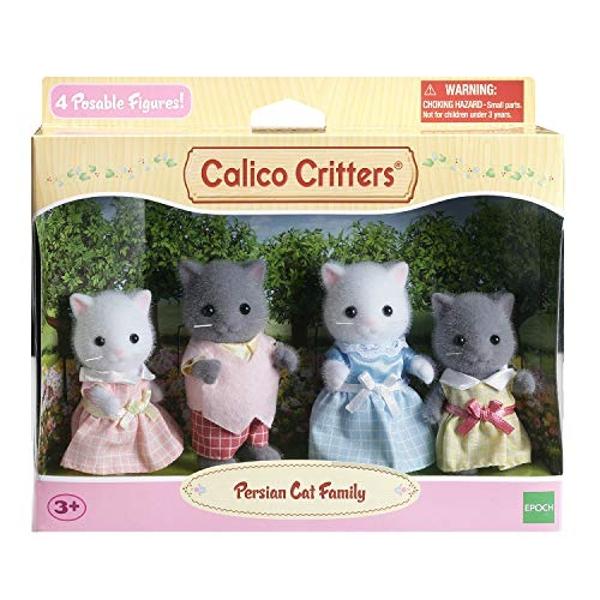 Familia de gatos persas Calico Critters: juego de 4 figuras coleccionables para niños a partir de 3 años.